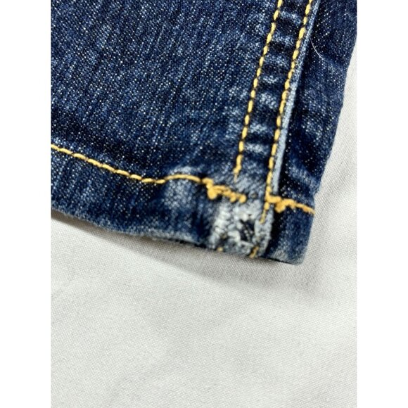 Grane Flare Leg Jeans Juniors Sz 5 Dark wash Wide Leg Distressed Hem - Picture 9 of 11